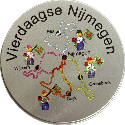 4Daagse - leeg kado blikje met opdruk alle vier de routes / dagen